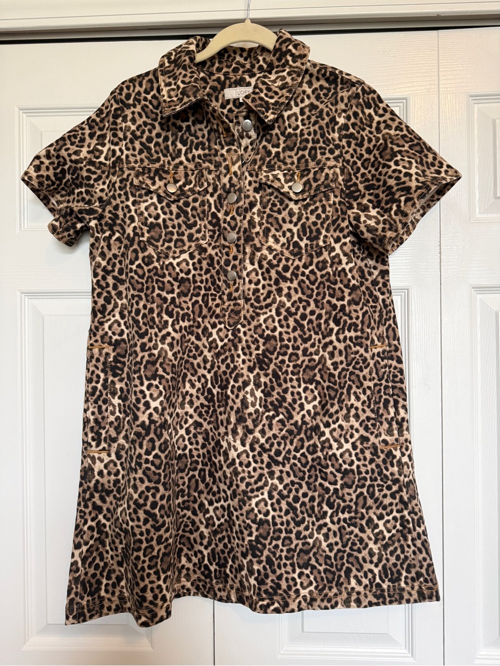 NWOT ❤️ LOFT Leopard Print Short Sleeve Shirt Dress - Brown/Tan/Black